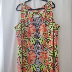 COPY - KAARI Blue Curvy Size 3X sleeveless tropical midi dress